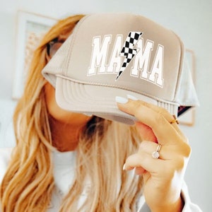 Mama Trucker Hat, Trendy Trucker Hat, Gift for Mom, Cute Trucker Hat, Lightening Bolt Trucker Hat, Retro Mom Trucker Hat,