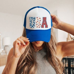 USA Trucker Hat, 4th of July Trucker Hat, Independence Day Trucker Hat, Red White and Blue Trucker Hat, Summer Trucker Hat, Girls Trip Hat