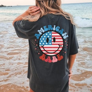 Retro USA Comfort Colors shirt, 4th of July tee, Retro America shirt Womens 4th of July shirt, America Patriotic Shirt, American Babe Tee