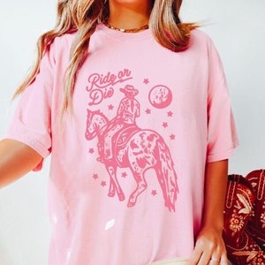 Ride or Die Western Cowgirl Tee Bohemian Retro Vintage Comfort Colors Graphic TShirt Grunge Hippie Boho Western Graphic T-Shirt