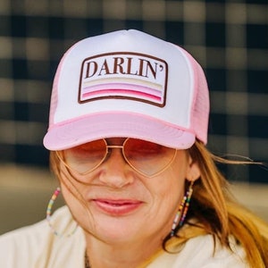 Darlin Trucker Hat trendy trucker cap retro trucker hat cute trucker cap, foam cap, cowgirl bachelorette