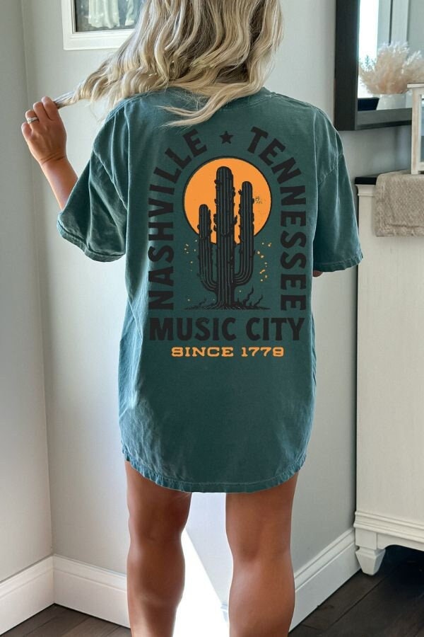 Comfort Colors Nashville Shirt, Cute Nashville Tee, Concert Shirt, Music City Shirt, Western Tennessee TShirt, Vintage Distressed Cactus Tee