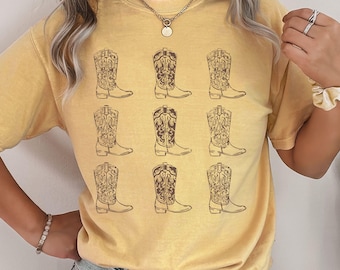 Cowgirl Boots TShirt, Cute Country Tee, Vintage, Retro, Oversized, Western Shirt, Graphic Tees, For Women, Concert Shirt, Rodeo, Cowboy Tee