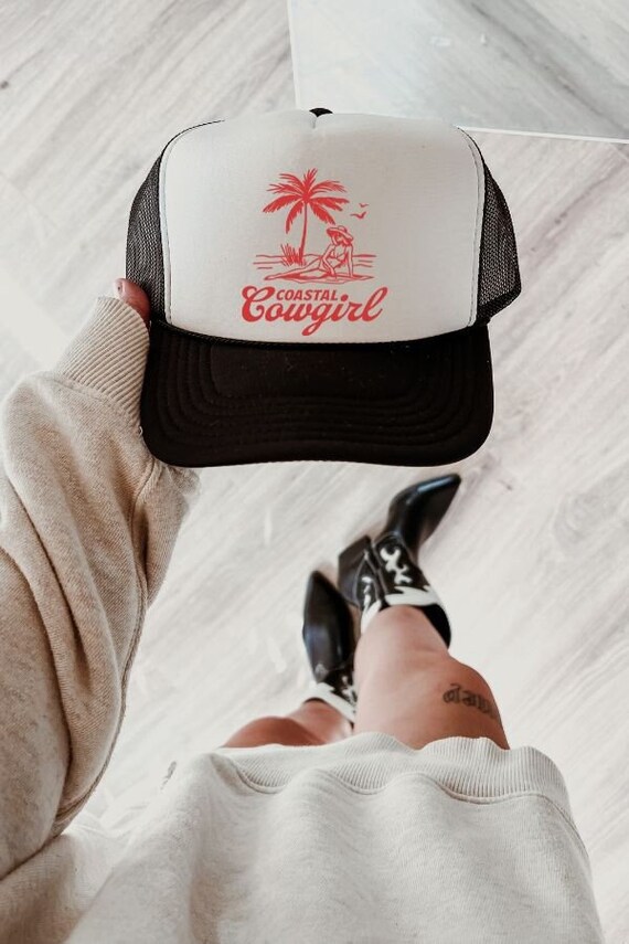 Coastal Cowgirl Trucker Hat, Beach Trucker Hat, Western Trucker Hat, Girls Trip Hat, Gift for Cowgirl, Cowgirl Bachelorette, Summer trucker