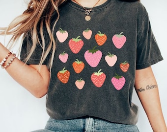 Strawberry Shirt Botanical Shirt Cottage Core Garden Shirt Aesthetic Clothing Strawberry Clothes Retro Strawberry T Shirt Cute Cottagecore