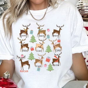 Kerst rendieren shirt, vakantie t-shirt, retro kerstshirt, vintage kerstshirt, herten kerstshirt, rendieren shirt vrouwen, cadeau