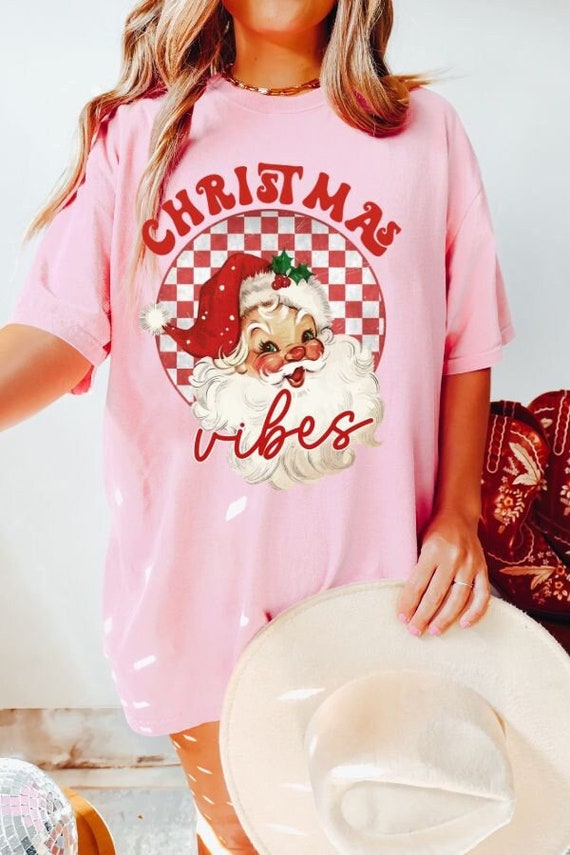 Christmas Vibes Comfort Colors Shirt, Holiday Vibes T-Shirt, Retro Christmas Tshirt, Cute Holiday Apparel, Retro Santa Tee, Santa T-shirt