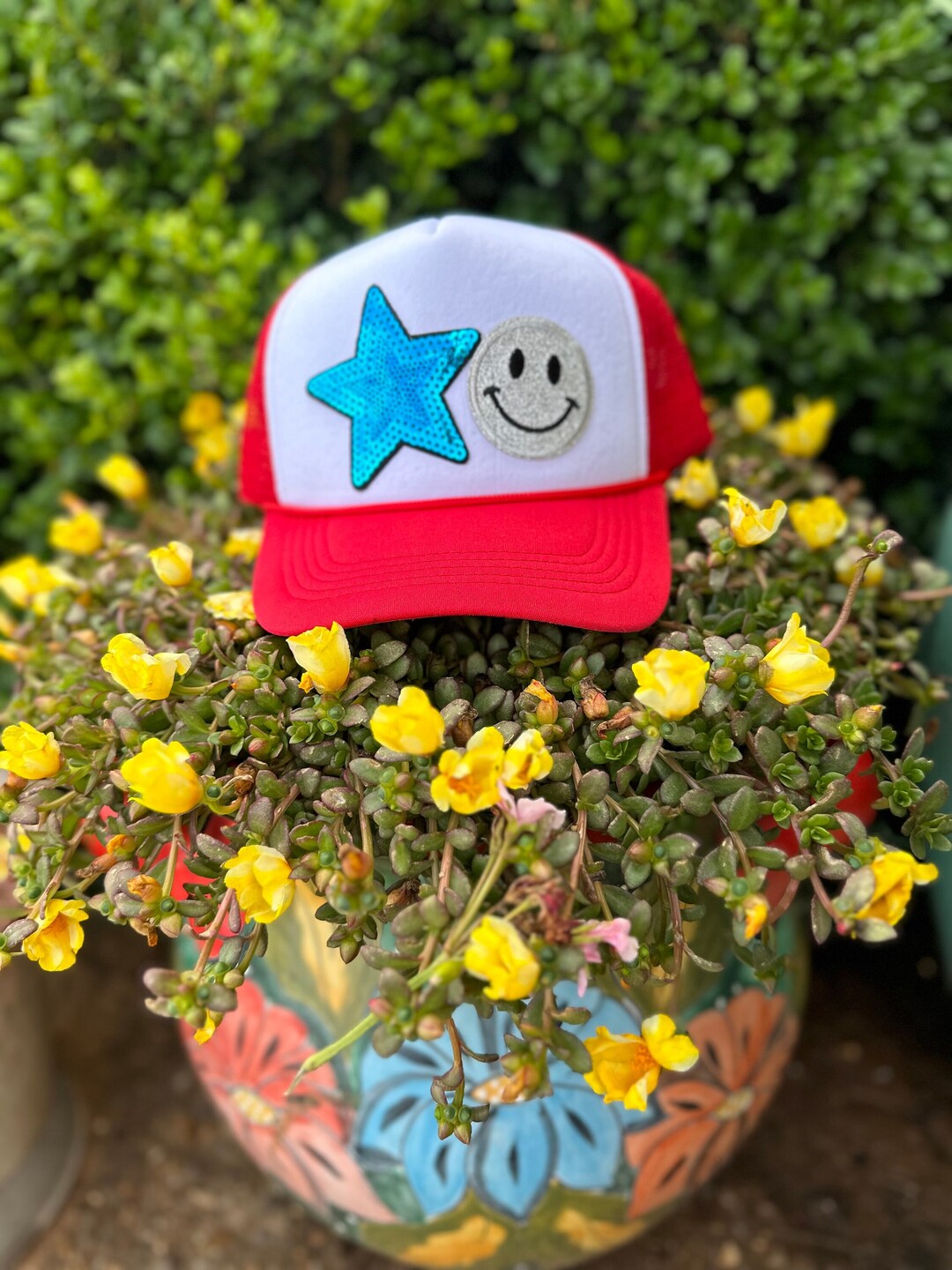 Happy Trucker Hat Trendy Trucker Hat July 4th Cap Summer Etsy Happy trucker hat trendy trucker hat july 4th cap summer etsy