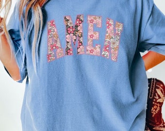 Amen Comfort Colors Shirt, Floral T-Shirt, Christian TShirt, Church T Shirt, Religious Shirt, Christian Tee, Jesus Lover Shirt, Jesus Tee