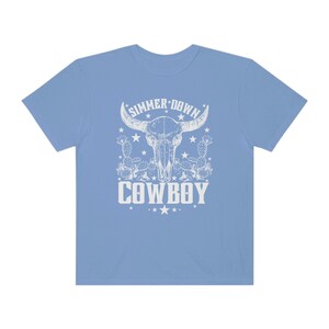 Comfort Colors Cowboy Tshirt Western Clothes Nasvhille Tee Trendy Clothes Country Concert Shirt Howdy Tshirt Western Graphic Tee Bull Skull Washed Denim
