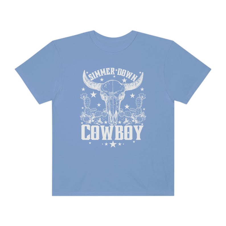 Comfort Colors Cowboy Tshirt Western Clothes Nasvhille Tee Trendy Clothes Country Concert Shirt Howdy Tshirt Western Graphic Tee Bull Skull Washed Denim