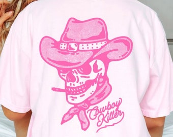 Cowboy killershirt, rodeoshirt, western grafisch T-shirt, oversized grafisch T-shirt, comfort kleuren T-shirt, countryconcert shirt, western t-shirts
