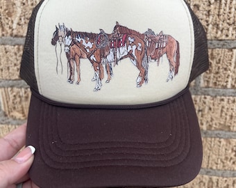 Horse Trucker Hat, Cowgirl Trucker Hat, Western Trucker Hat, Cowboy Trucker, Cowgirl Gift, Cowgirl apparel, Cute Trucker Hat, Rodeo Hat
