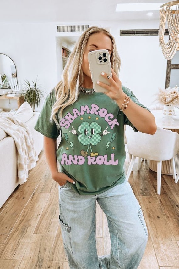 Irish Clover Comfort Colors Shirt, Shamrock and Roll T Shirt,St Patricks Day Tshirt, Saint Patricks Day Tee, Womens Saint Patricks Day Shirt