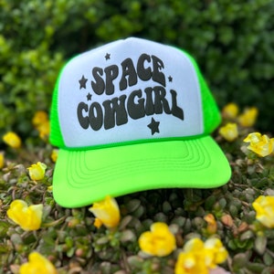 Space Cowgirl Trucker Hat, Western Trucker Hat, Neon Trucker Cap, Trendy Foam Trucker Hat, Cowgirl Trucker Hat, Retro Western Trucker Hat