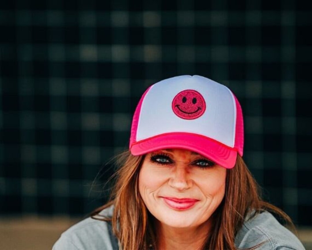 Hot Pink Happy Trucker Hat Trendy Trucker Hat Bachelorette Trucker Hat ...
