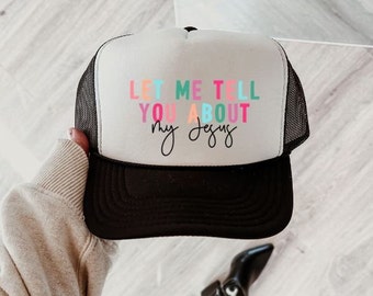 Jesus Trucker Cap, Christian Hats Christian Gifts for Her Trucker Caps Religious Apparel Baptism Gift Scripture Gifts Bible Verse Hat