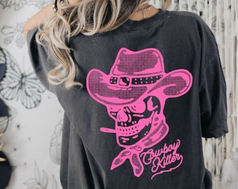 Cowboy killershirt, rodeoshirt, western grafisch T-shirt, oversized grafisch T-shirt, comfort kleuren T-shirt, countryconcert shirt, western t-shirts