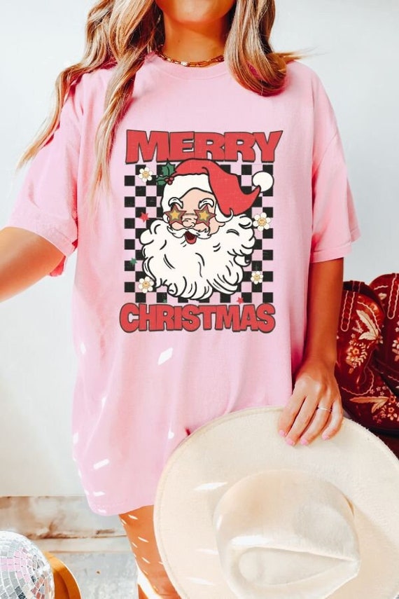 Retro Santa Comfort Colors Shirt, Merry Christmas Tee, Christmas Teacher T-Shirt, Holiday Apparel, Santa Tshirt, Cute Santa T Shirt,