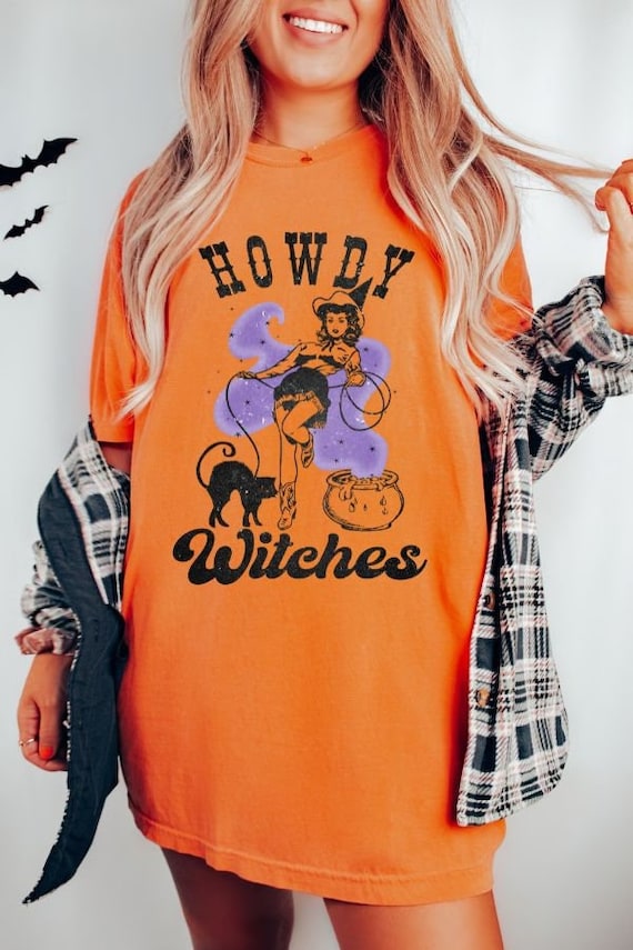 Howdy Witches Shirt Western Graphic Tee Western Halloween TShirt, Cute Fall Top, Comfort Colors®, Retro Halloween Graphic T-Shirt