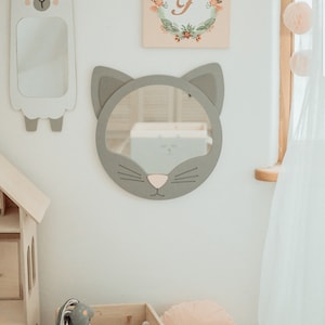 Cat shape mirror for nursery room, Kids wall decoration, Wall changing decor, Nursery room, Safe mirror, Baby mirror, mirror for kids