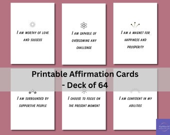Affirmationskarten: 64 tägliche Motivationskarten (digitaler Download)