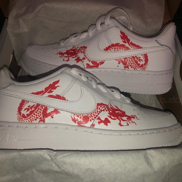 Nike air force 1 custom red LUCK dragon