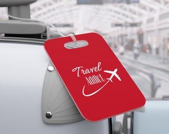 Travel Addict Luggage tag- Red to help you easily identify your bag