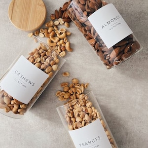 Nuts & Seeds Labels EN | 19 SET | Labels in English | Modern Spice Jar Labels +FREE Blank Labels For Customization