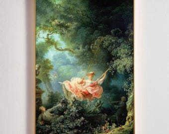 The Swing Jean Honore Fragonard, Rococo Masterpiece Painting, DOWNLOADABLE Prints, Vintage Art Print, Romantic Scene, PRINTABLE Wall Art