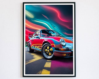 Porsche 911 poster, Printable Wall Art, Vintage Porsche, Car lovers gift, Retro car, Porsche Artwork, Classic Porsche Poster