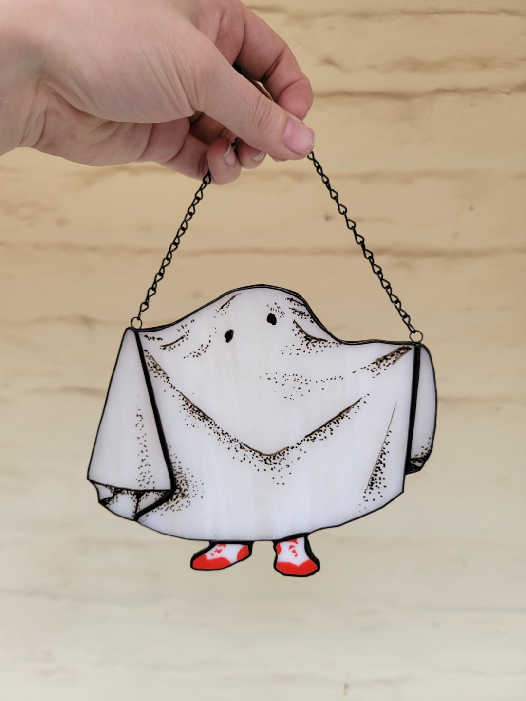 E.T. the Extraterrestrial as a Ghost Stained Glass Suncatcher