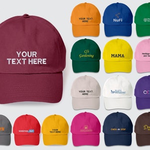 Custom Text Baseball Cap, Personalised Embroidered Name Logo Trucker Hat, Vintage Style Sun Hats, Comfort Colors 100 Cotton Unisex Caps Gift