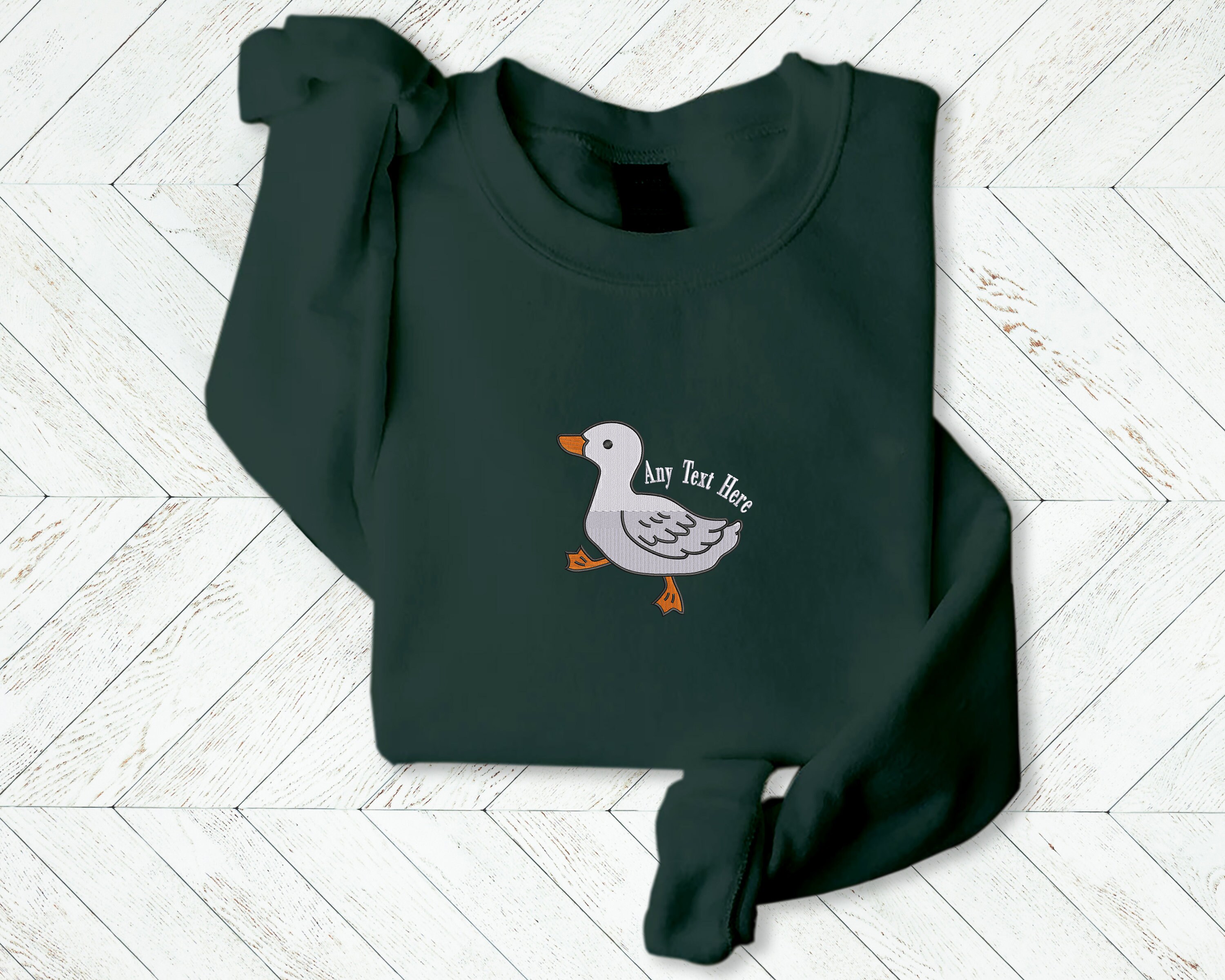 Discover Duck Custom Jumper, Embroidered Baby Goose Crewneck Sweatshirt, Personalised Name Cute Duckling Design Stitch Adult Sweater, HamiCraftsArt