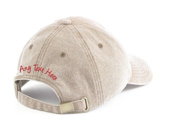 Cappelli da baseball vintage personalizzati, ricamo sul retro con qualsiasi testo coordinato posizione cappello da camionista, berretto unisex stile vintage in 100 cotone, regalo di compleanno