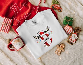 Family Matching Christmas Sweatshirt, Custom Name Initial Holiday Sweaters, Cute Christmas Ugly Sweaters, Christmas Presents Gifts for Him