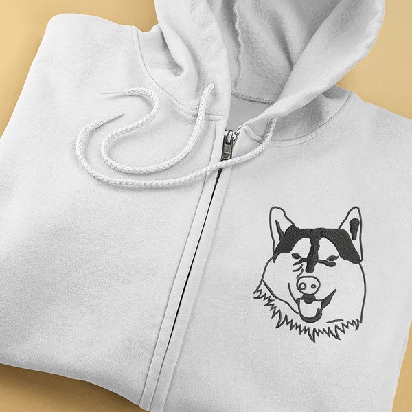 Embroidered Photo Zip Up Hoodies, Personalised Pet Sketch From Picture Hoody, Custom Initial Heart Full Zip Matching Jumper, Pet Lover Gifts