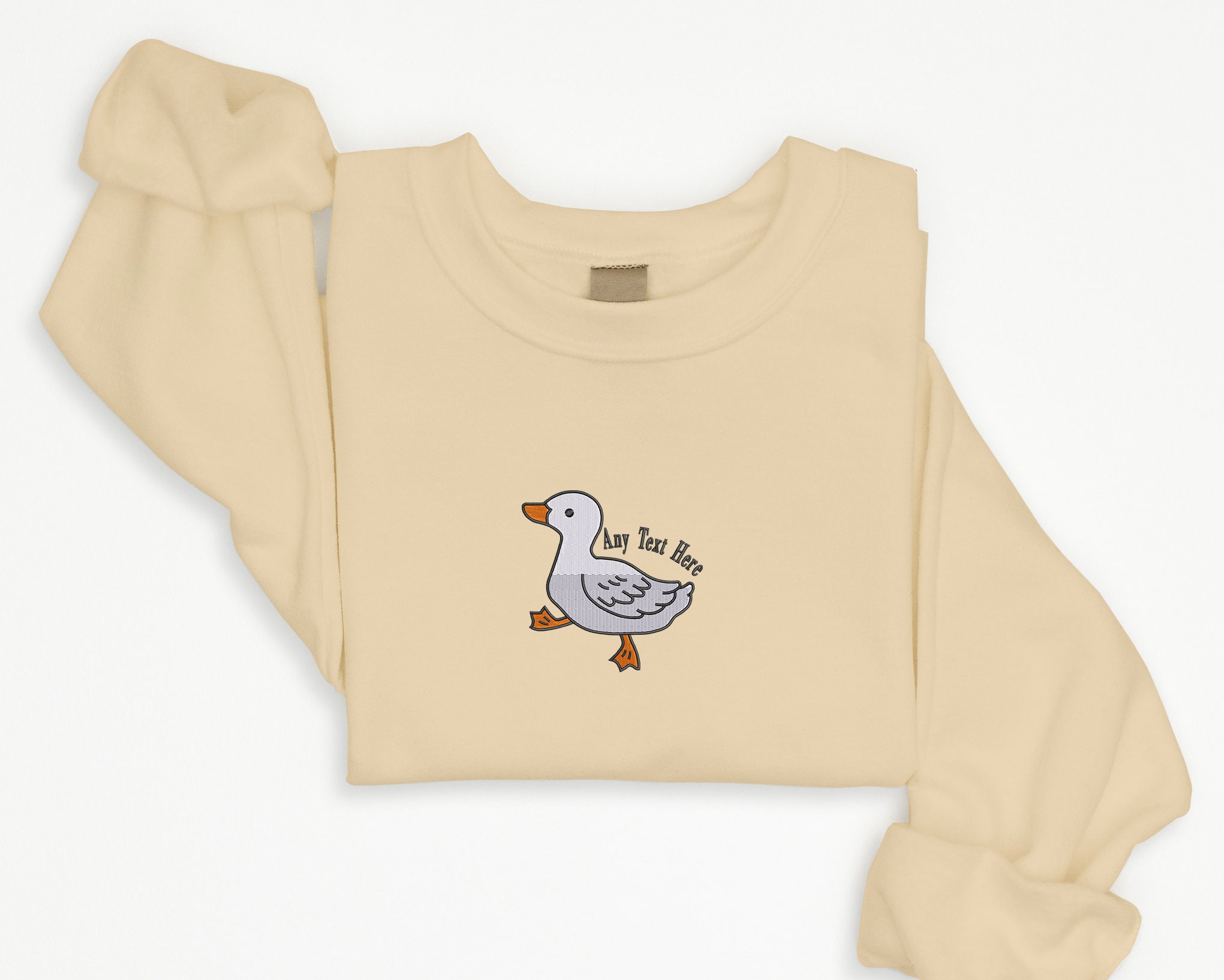 Discover Duck Custom Jumper, Embroidered Baby Goose Crewneck Sweatshirt, Personalised Name Cute Duckling Design Stitch Adult Sweater, HamiCraftsArt