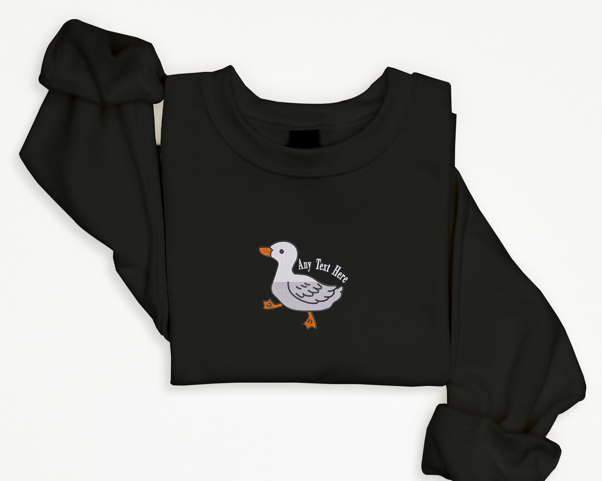 Discover Duck Custom Jumper, Embroidered Baby Goose Crewneck Sweatshirt, Personalised Name Cute Duckling Design Stitch Adult Sweater, HamiCraftsArt