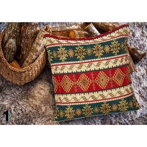 Turkish Pillows, Tapestry pillow cover with rug pattern, 18x18 inches