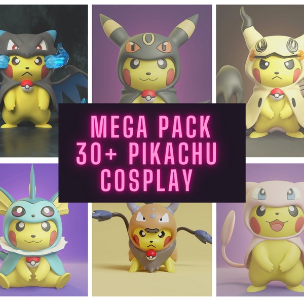 30+ PIKACHU COSPLAY PACK | Stl fichier d'impression 3D Pokémon