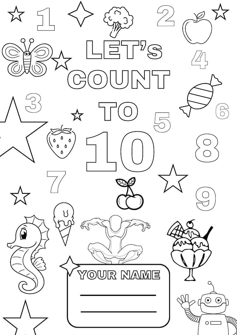 Let s count to ten children books coloring book educational