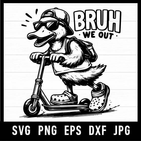 Bruh We Out Duck PNG – Funny Summer Duck Design – Boys Vacation Shirt Graphic – Kids Sublimation Print File