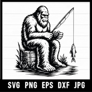 Legendary Sasquatch Fishing Svg Png – Bigfoot Angler Hat Patch Design – Fishing Laser Engraving Vector Cut File