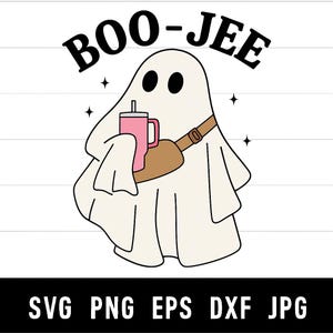 Boo Jee Leopard Print Ghost PNG: Coffee Lover Halloween Shirt Design (Digital Download)