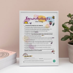 Freundschaftsvertrag für Mädchen | Geschenk Freundinnen | best friend Freundschaft | Vertrag Spaß | Print