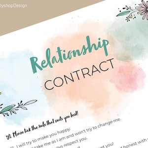 Digital Relationship Contract | For couples | Affiliate Agreement | Valentine&#39;s day | Love Gift | digital download