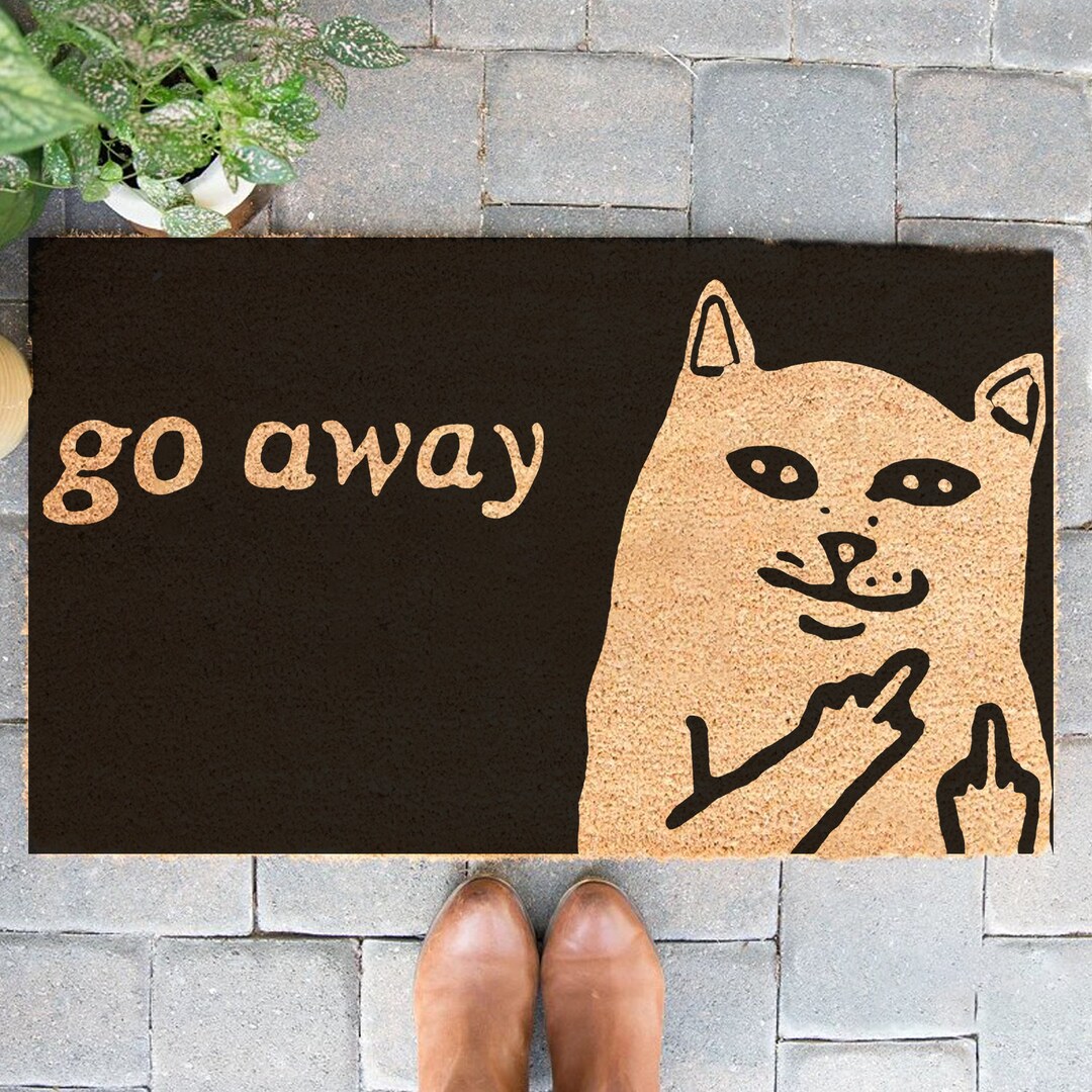 Funny Cat Go Away Doormat, Housewarming Gift, Closing Gift, Door Mat