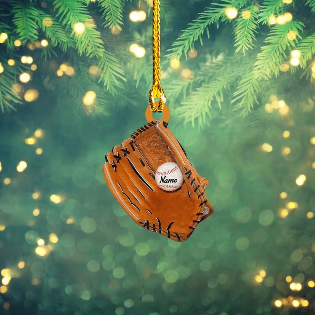 Custom Name Baseball Glove Ornament Baseball Ornament Etsy