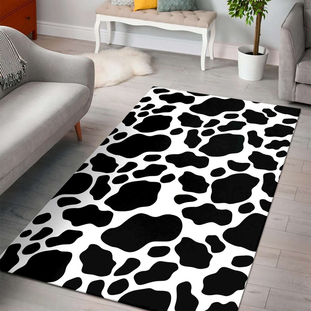 COW PRINT RUG With 100 Color For Your Choose, Animal Print Rug, Cow Print Bedroom Rug, Animal Print Rug, Nonslip Area Rug, Cow Pattern Rug